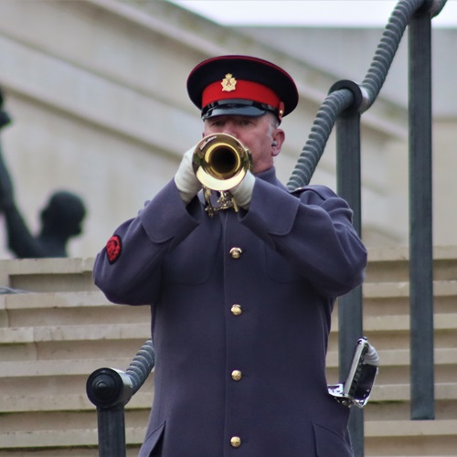 A bugler sounds the two minute Silence