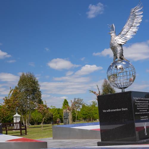 RAF Remembrance Garden. Steel Eagle atop a Globe